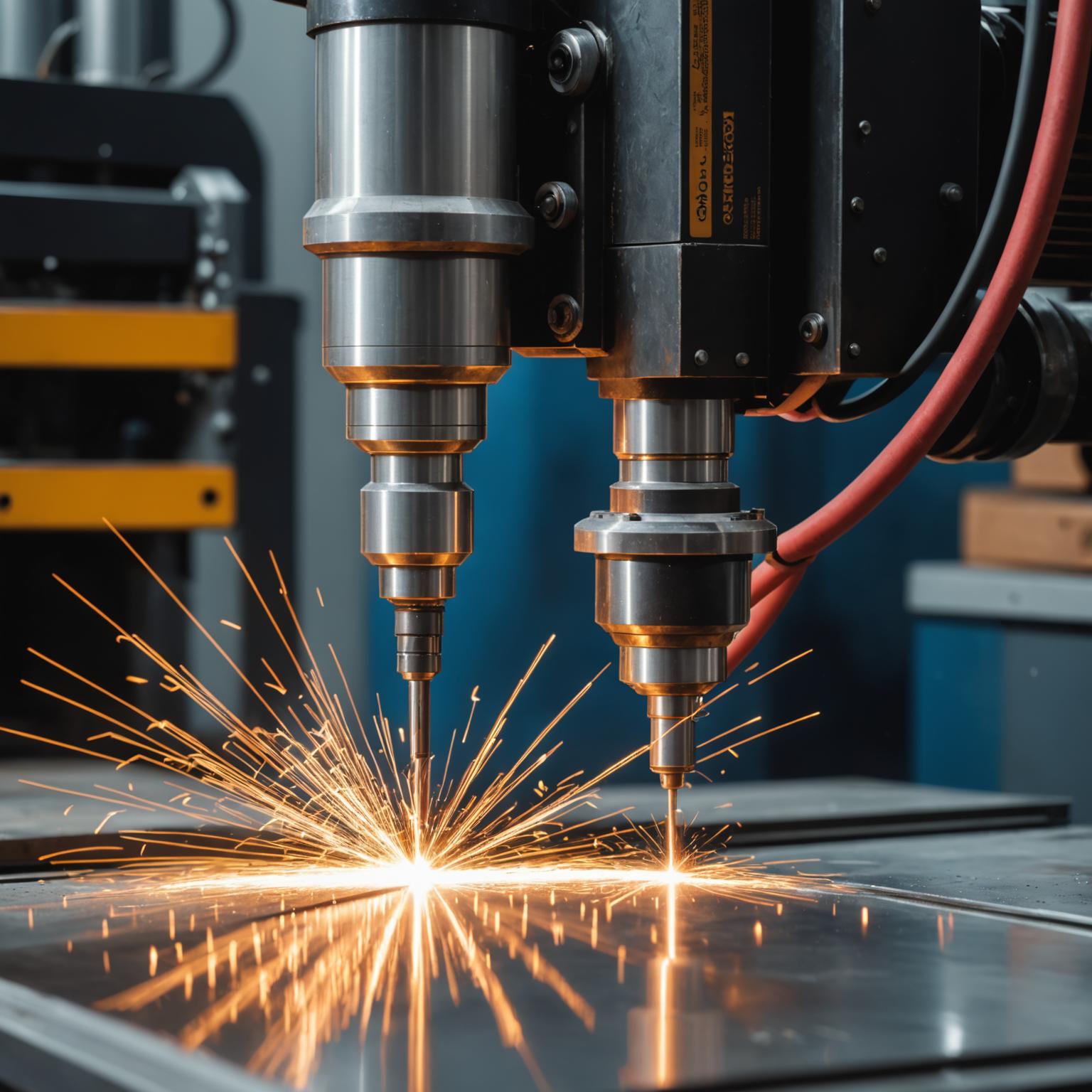 Laser cutting machine processing metal sheet