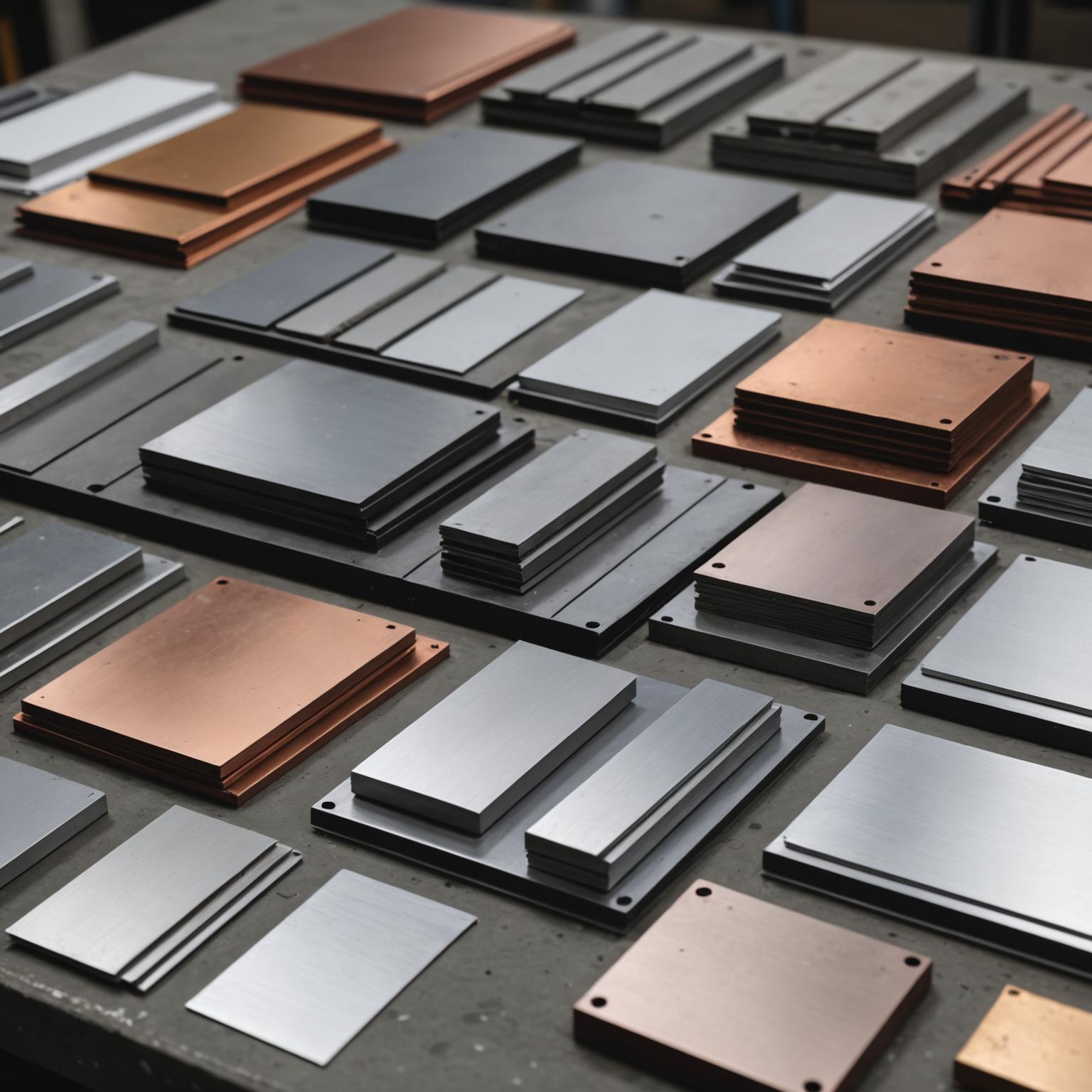 Various metal samples including steel and aluminium
