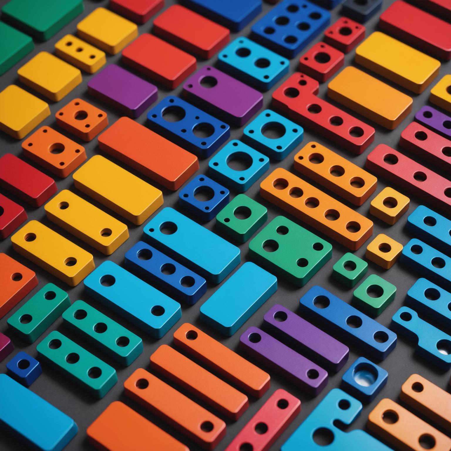 Powder coated metal components in various colours