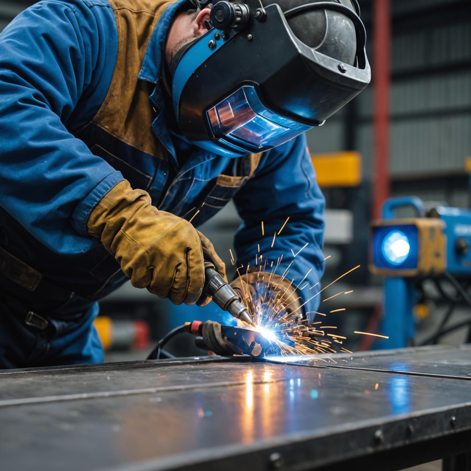 Professional welding with sparks at Alliance Metal Solutions