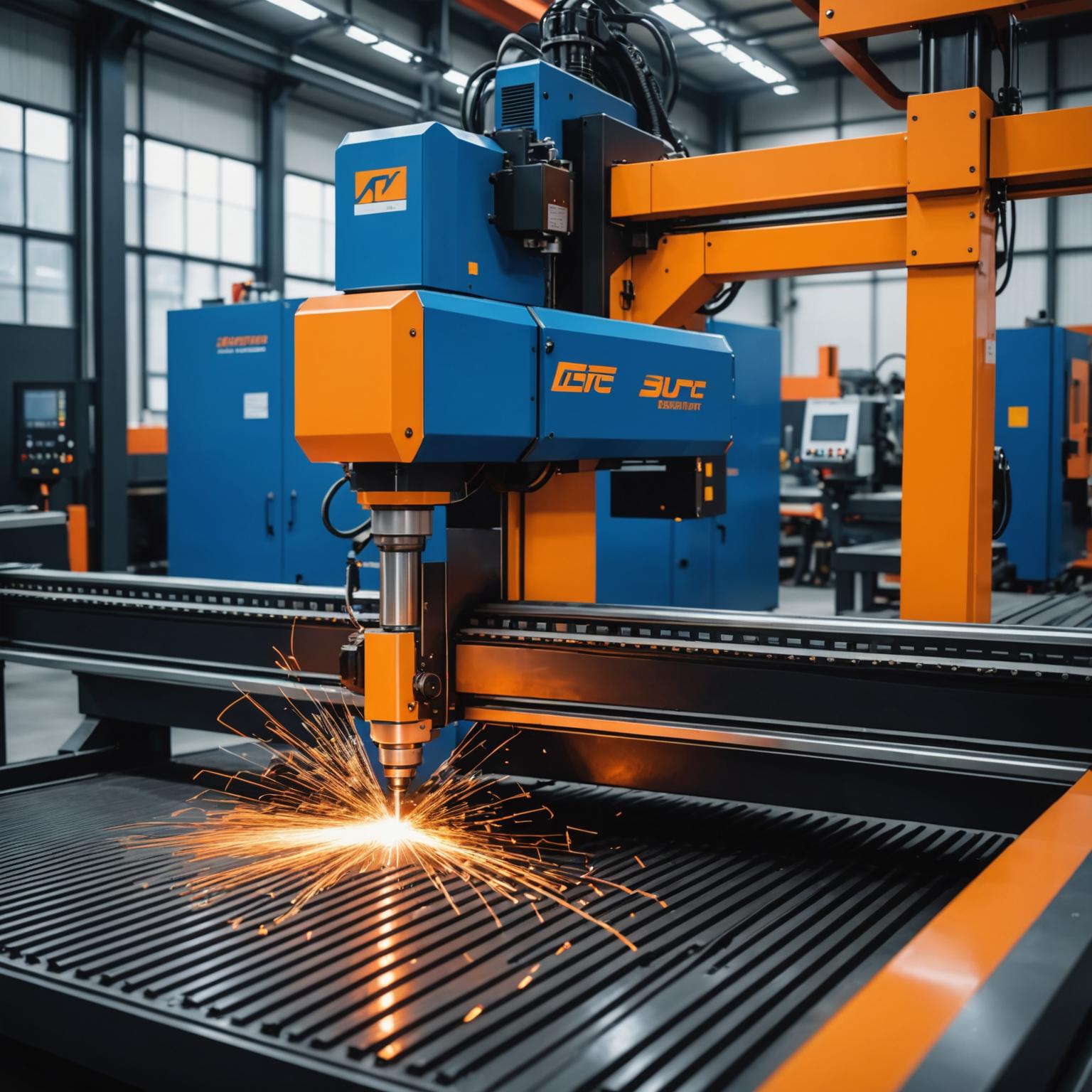 Metal fabrication workshop with laser cutting equipment